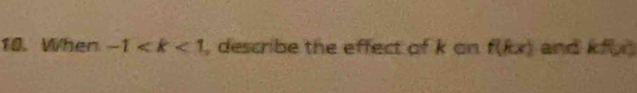 When -1 , describe the effect of k on f(kx) and kfur