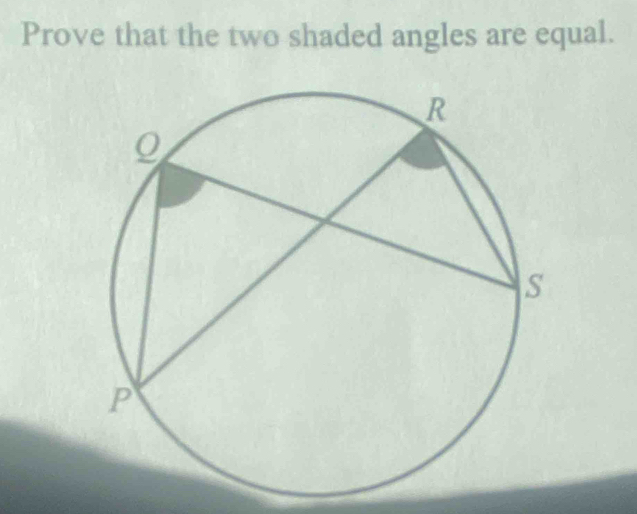 Prove that the two shaded angles are equal.