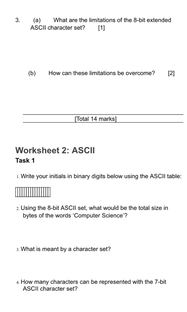 Solved: What are the limitations of the 8-bit extended ASCII character ...