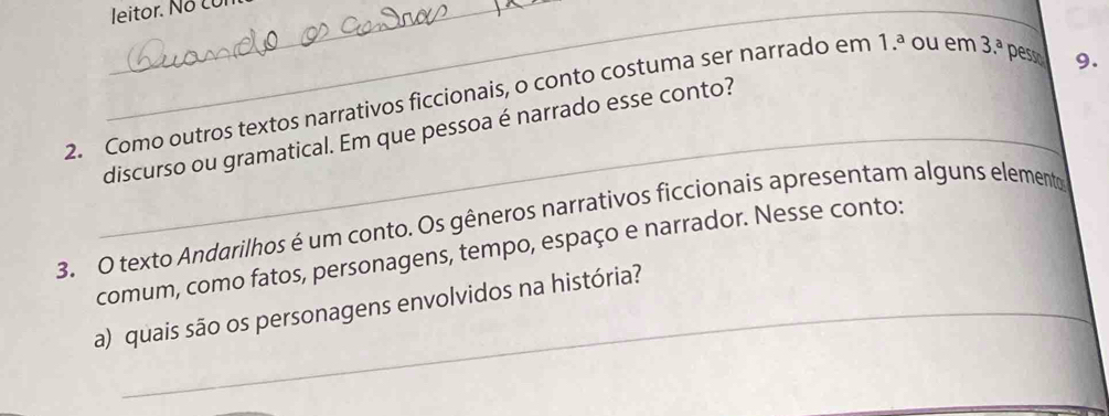 Resolvido:leitor. N o c u r _ 2. Como outros textos narrativos ...