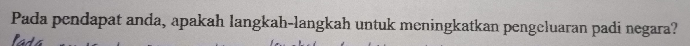 Pada pendapat anda, apakah langkah-langkah untuk meningkatkan pengeluaran padi negara?