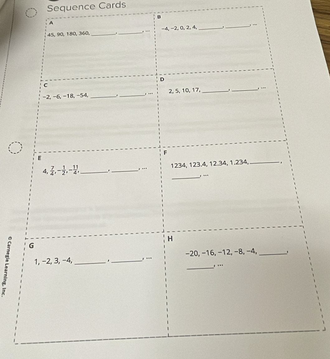 Sequence Cards
B