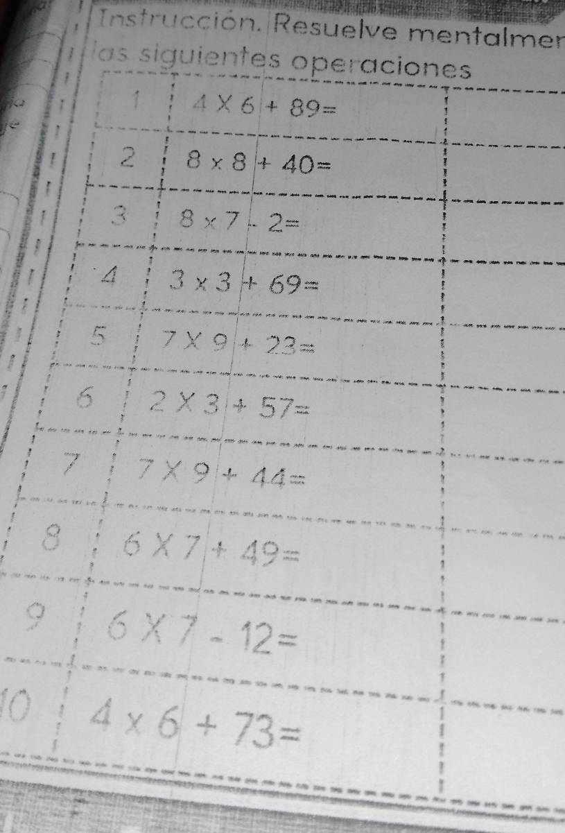 Instrucción. Resuelve mentalmer
;
7 
9