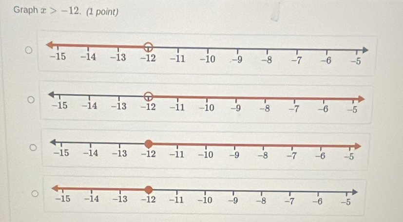 Graph x>-12. (1 point)