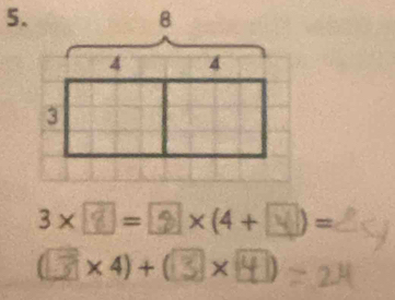 3×=×(4+)=
(×4)+(③×)