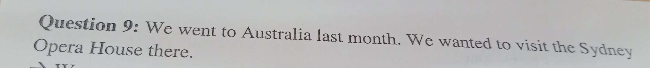 We went to Australia last month. We wanted to visit the Sydney 
Opera House there.