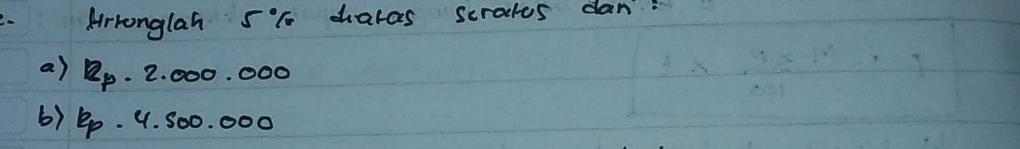 Hrronglah 5% caras scrates dan. 
a) Qp. 2: 000. 000
() 9p. 4. 500. 000