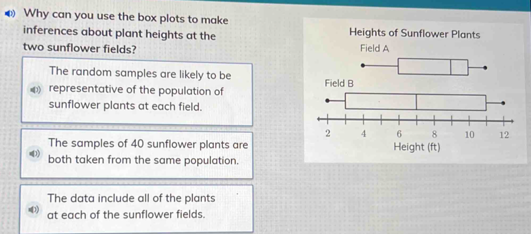 Why can you use the box plots to make inferences about plant heights at ...