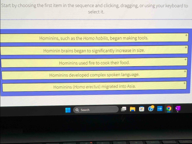 Solved: Start by choosing the first item in the sequence and clicking ...