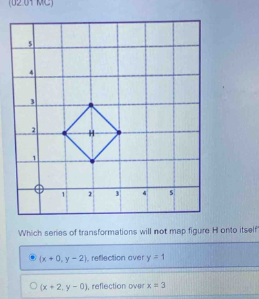 Solved: (02.01 MC) Which series of transformations will not map figure ...