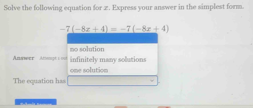 Solved: Solve the following equation for x. Express your answer in the ...