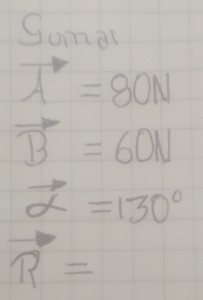 Some
vector A=80N
vector B=60N
alpha =130°
R=