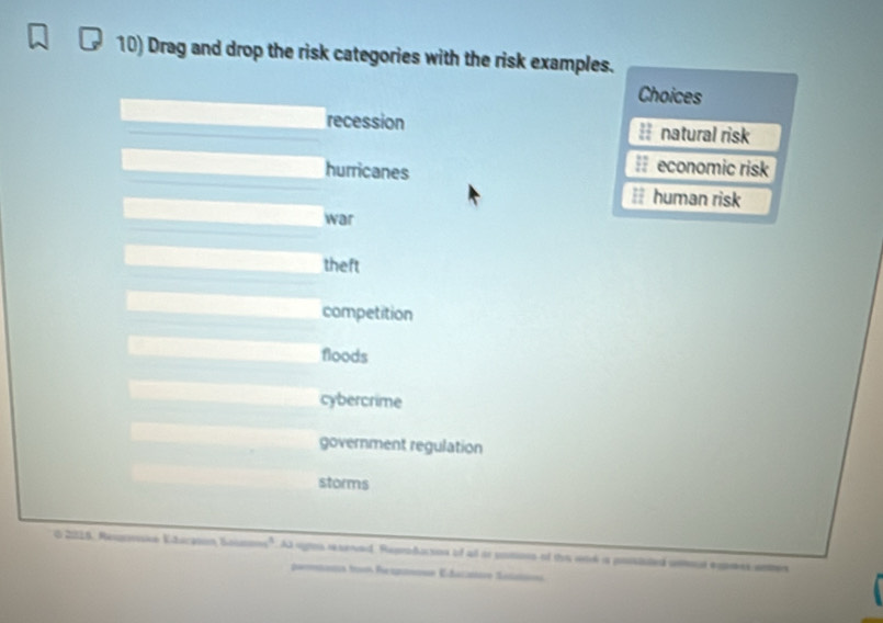 Solved: Drag and drop the risk categories with the risk examples ...