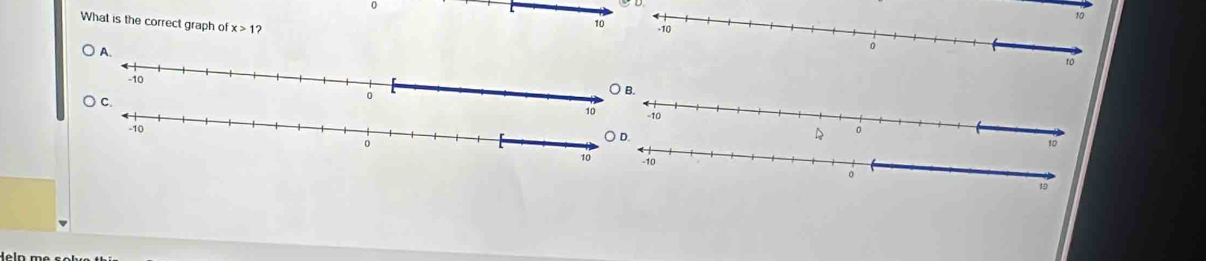 What is the correct graph of x>1
10