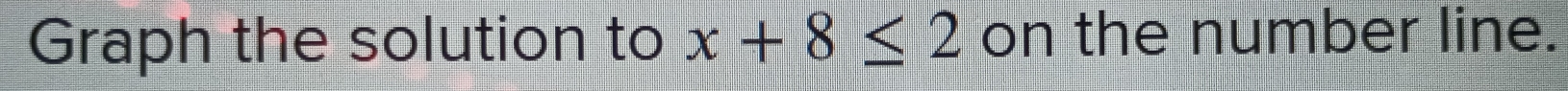 Graph the solution to x+8≤ 2 on the number line.