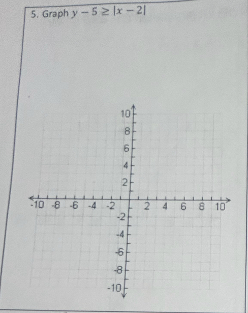 Graph y-5≥ |x-2|