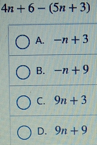 4n+6-(5n+3)