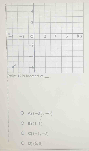 A) (-3 1/3 ,-6)
B) (1,1)
C) (-1,-2)
D) (6,8)