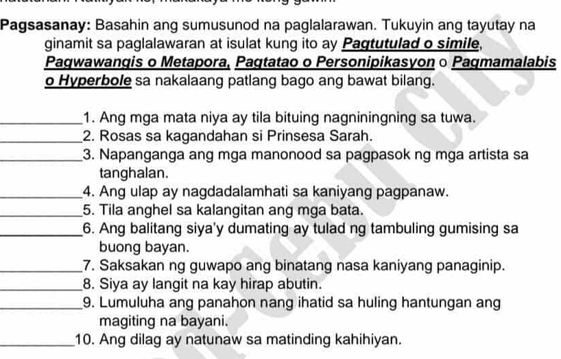 Solved: Pagsasanay: Basahin ang sumusunod na paglalarawan. Tukuyin ang ...