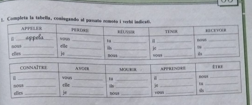 Risolto:Completa la tabella, coniugando al passato remoto i verbi indicati.