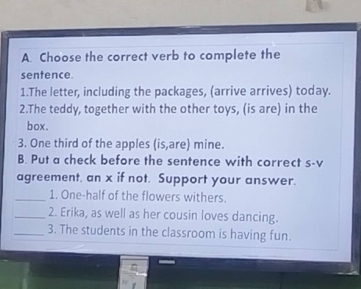 Solved: Choose the correct verb to complete the sentence. 1.The letter ...