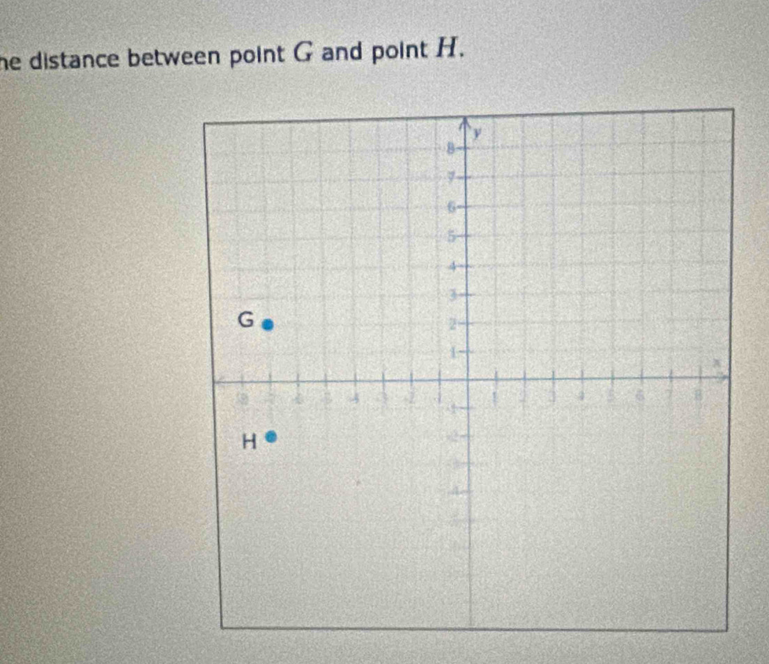 he distance between point G and point H.