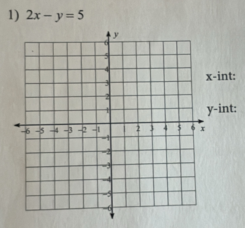 2x-y=5
int: 
-int: