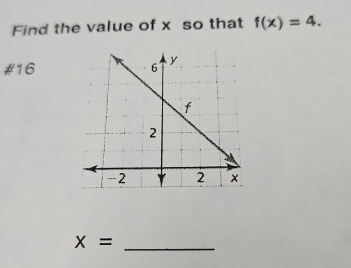 Find the value of x so that f(x)=4. 
# 16
x= _