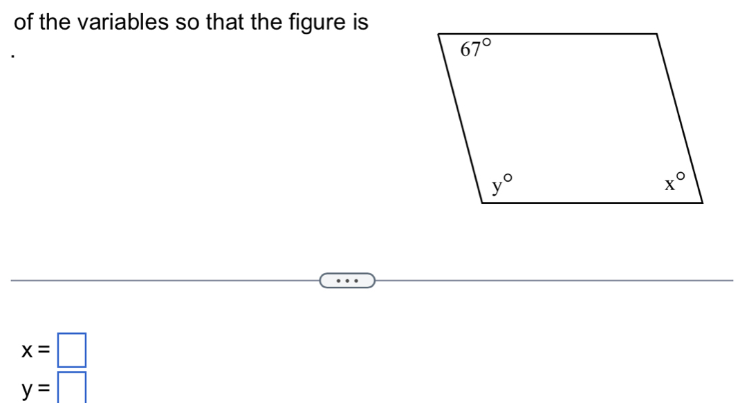 of the variables so that the figure is
x=□
y=□