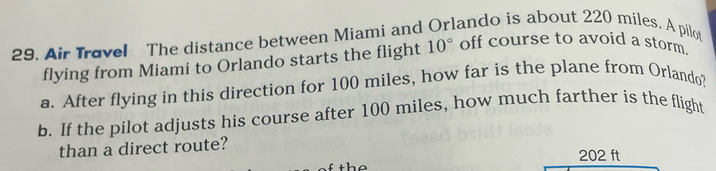 Solved: Air Travel The distance between Miami and Orlando is about 220 ...