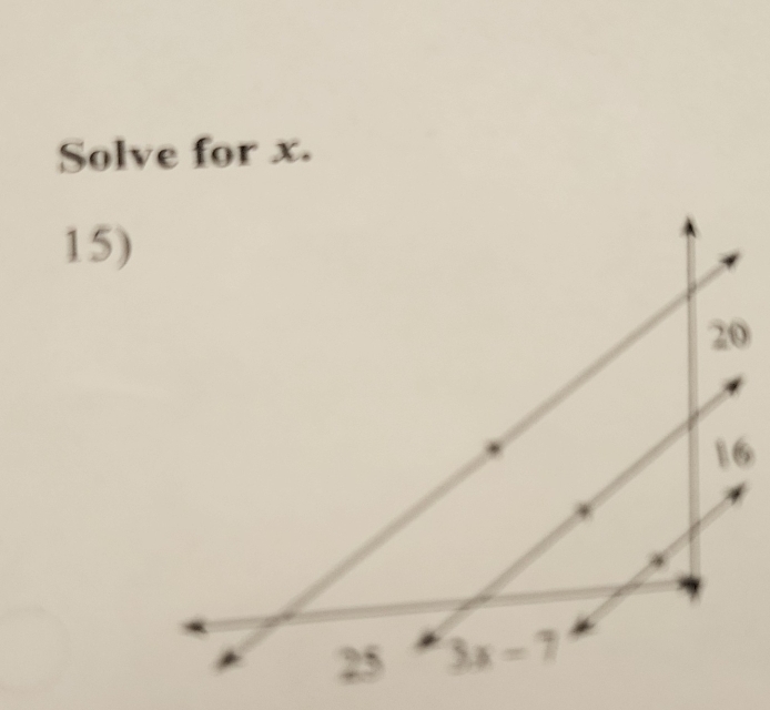 Solve for x.
15)
0
6