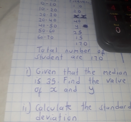 Solved: 0-10 rreavencs 10 - 20 20 20 - 30 3C 25 30 - 40 40- 50 y 50 ...