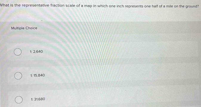 Solved: What is the representative fraction scale of a map in which one ...
