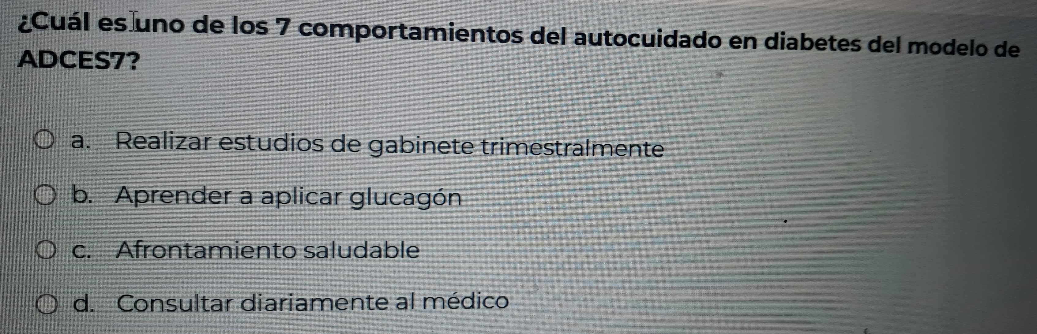 Resuelto:¿Cuál es uno de los 7 comportamientos del autocuidado en ...
