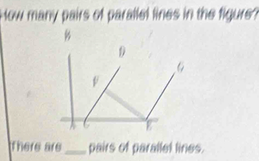 How many pairs of parallel lines in the figure? 
There are_ pairs of parallel lines.