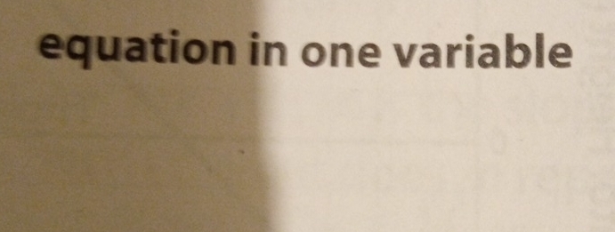 equation in one variable