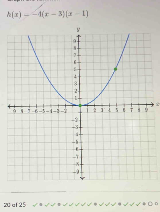 h(x)=-4(x-3)(x-1)
x
20 of 25