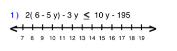 1 ) 2(6-5y)-3y≤ 10y-195
7 10 11 12 13 14 15 16 18