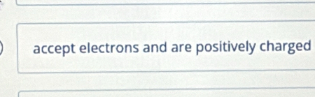 accept electrons and are positively charged