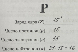 3аряд ядра (Z)_ 
Число протонов (ρ)_ 
Число электронов (е)_ 
исло нейтронов (η)_