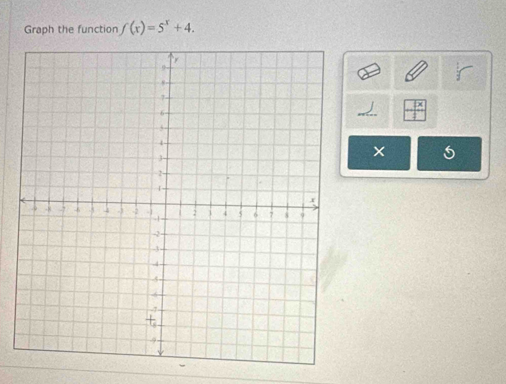 Graph the function f(x)=5^x+4.