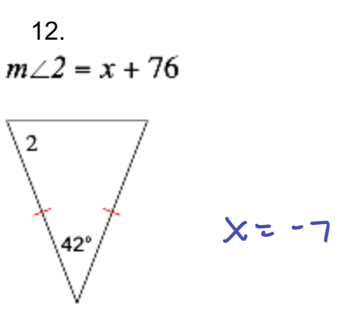 m∠ 2=x+76