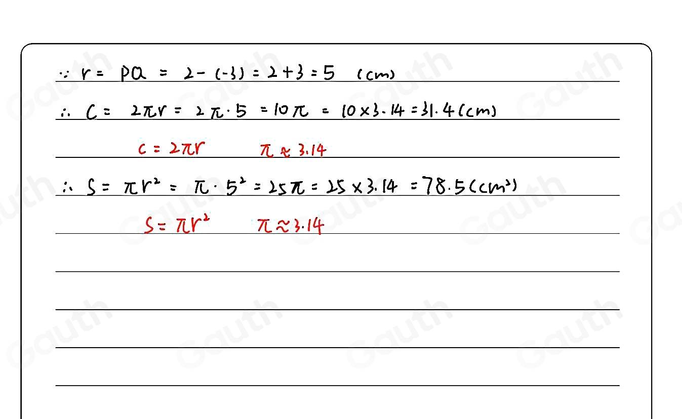 Solved: Find the circumference and area of the figure if each unit on ...