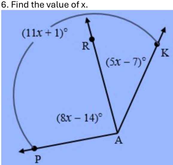 Find the value of x.
K
P