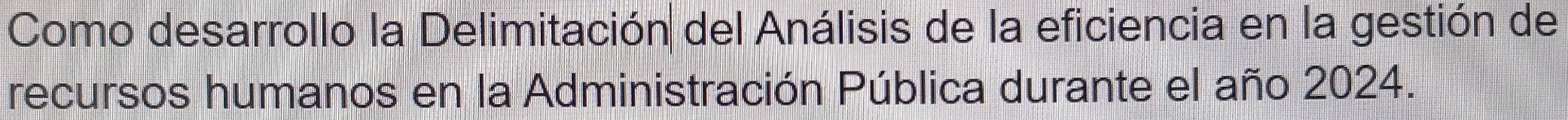 Como desarrollo la Delimitación del Análisis de la eficiencia en la gestión de 
recursos humanos en la Administración Pública durante el año 2024.