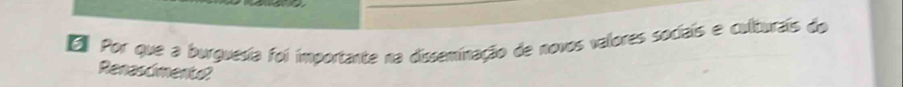 EPor que a burguesia foi importante na disseminação de novos valores sociais e culturais do 
Renascimento?