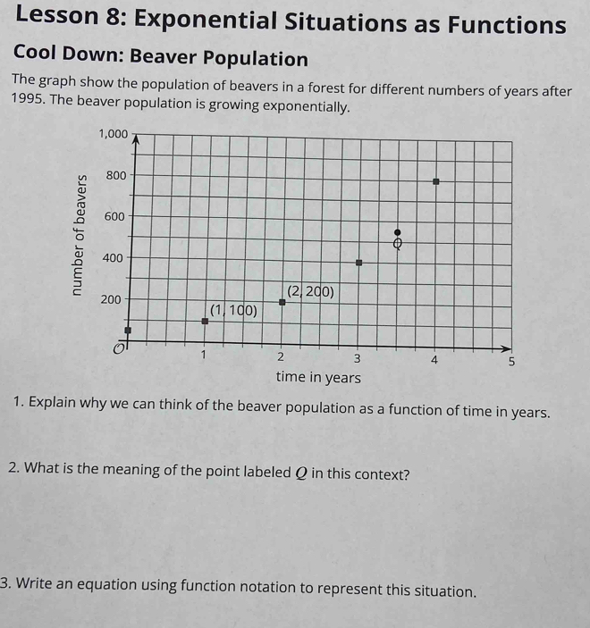 Lesson 8: Exponential Situations as Functions Cool Down: Beaver ...
