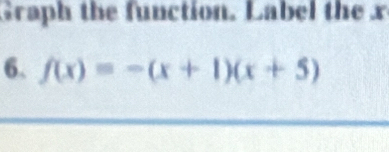 Graph the function. Label the r 
6. f(x)=-(x+1)(x+5)