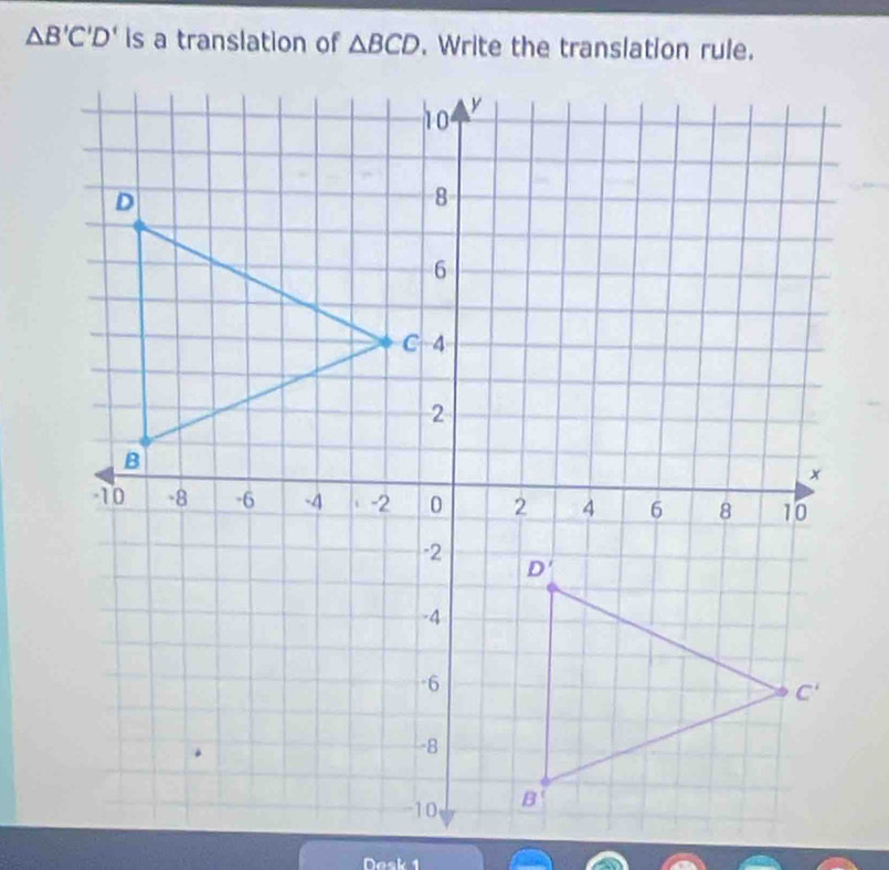 △ B'C'D' is a translation of △ BCD
Desk 1