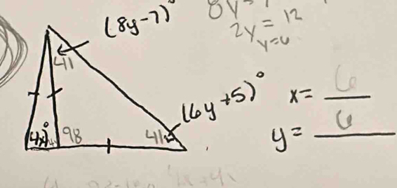 8y^(31)
2y=12
y=6
x= 6/6  _ 
y=_ 6